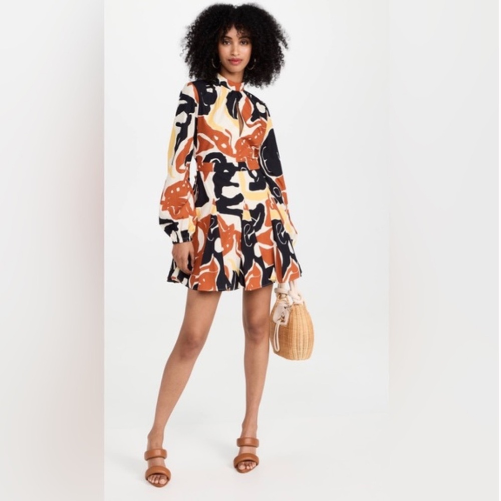 De‎ Loreta Leonor Long Sleeve Mini Dress Abstract Print Medium